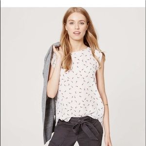 Loft ruffle cap sleeve feather top PXS